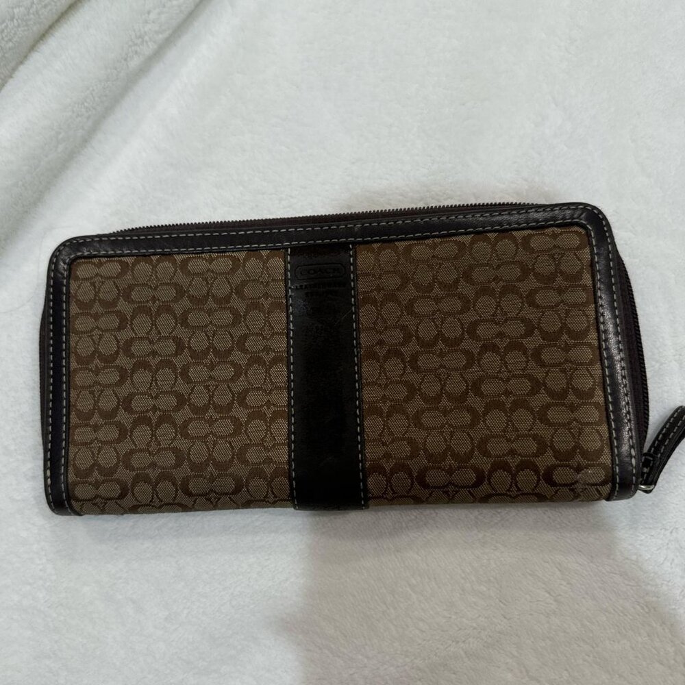 vintage Coach Signature Monogram Zip-Around Wallet